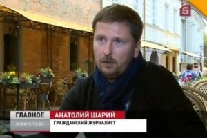Анатолий Шарий дает интервью российскому телеканалу 15min.lt