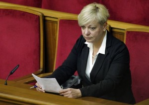 Newly appointed head of the central bank Valeria Hontareva attends a session of parliament in Kiev